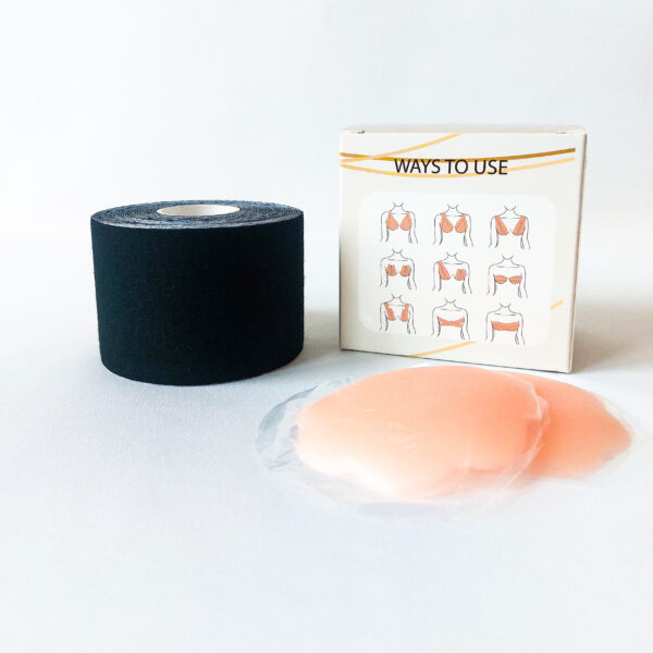 Boob Tape Zwart + Siliconen pads