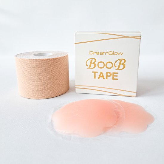 DreamGlow Boob Tape 5cm – Inclusief 2 Silicon Pads – Sandy Beige