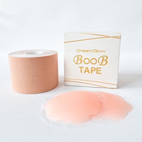 DreamGlow Boob Tape 5cm – Inclusief 2 Silicon Pads – Beige