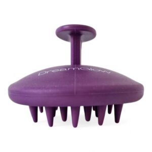 DreamGlow Siliconen Shampoo Borstel in paars op neutrale achtergrond