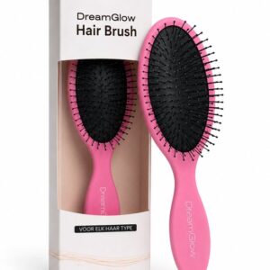 Anti Klit Haarborstel - Pijnloos Ontklitten Zonder Trekken - Ovale Detangler Brush - Nat & Droog Haar - DreamGlow Classic Oval Roze
