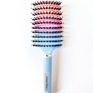 DreamGlow Anti-klit Haarborstel – Detangle Brush – Regenboog Design – (Roze/Roze/Blauw)