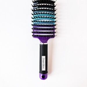 DreamGlow Anti-klit Haarborstel – Detangle Brush – Regenboog Design – (Zwart/Blauw/Paars)