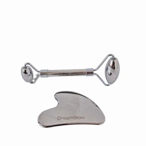 DreamGlow Gezichtsroller & Gua Sha Set – RVS Stainless Steel