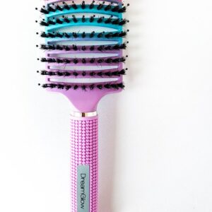DreamGlow Anti-klit Haarborstel – Detangle Brush – Regenboog Design – (Roze/Blauw/Paars)