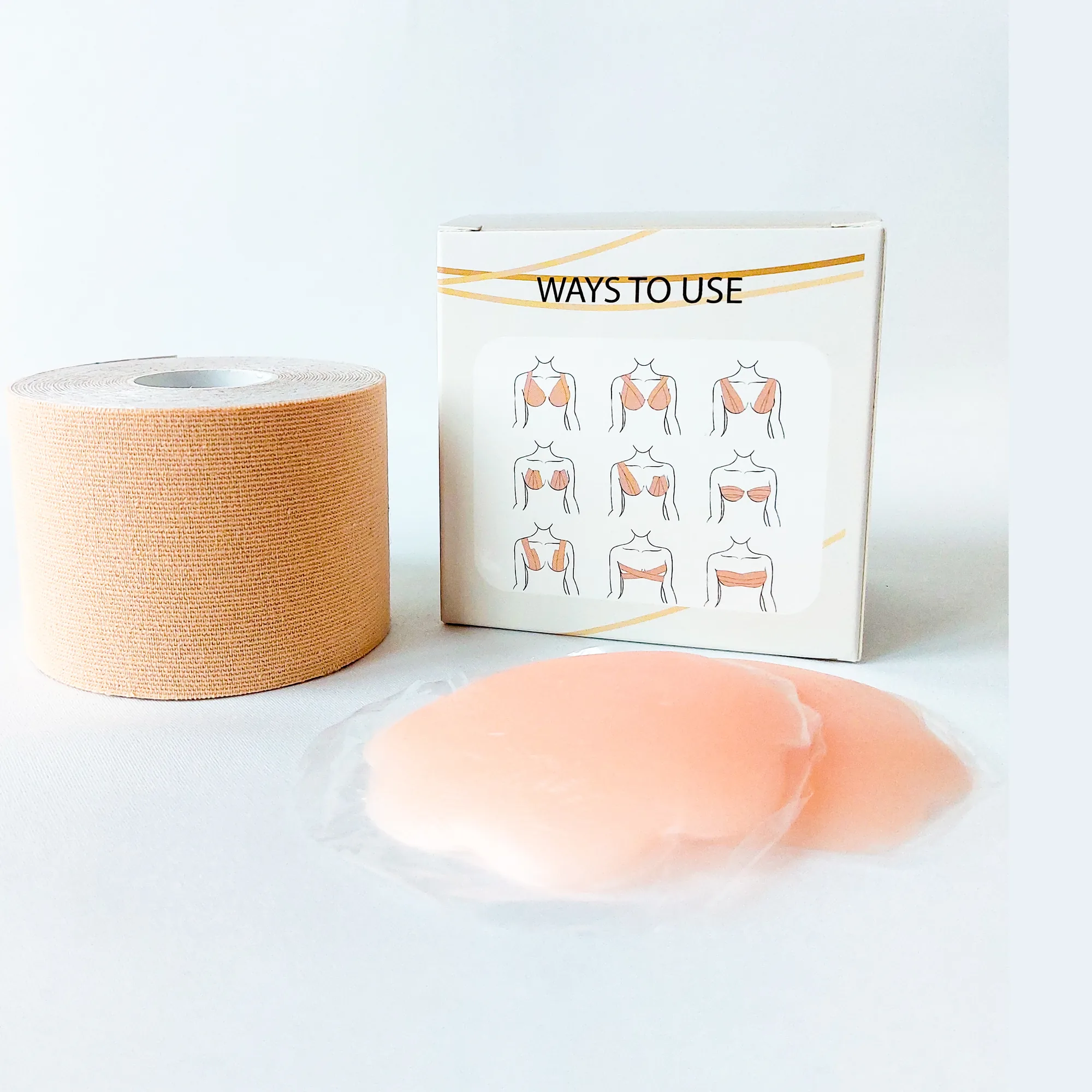 DreamGlow Boob Tape 5cm in beige detailopname van het materiaal