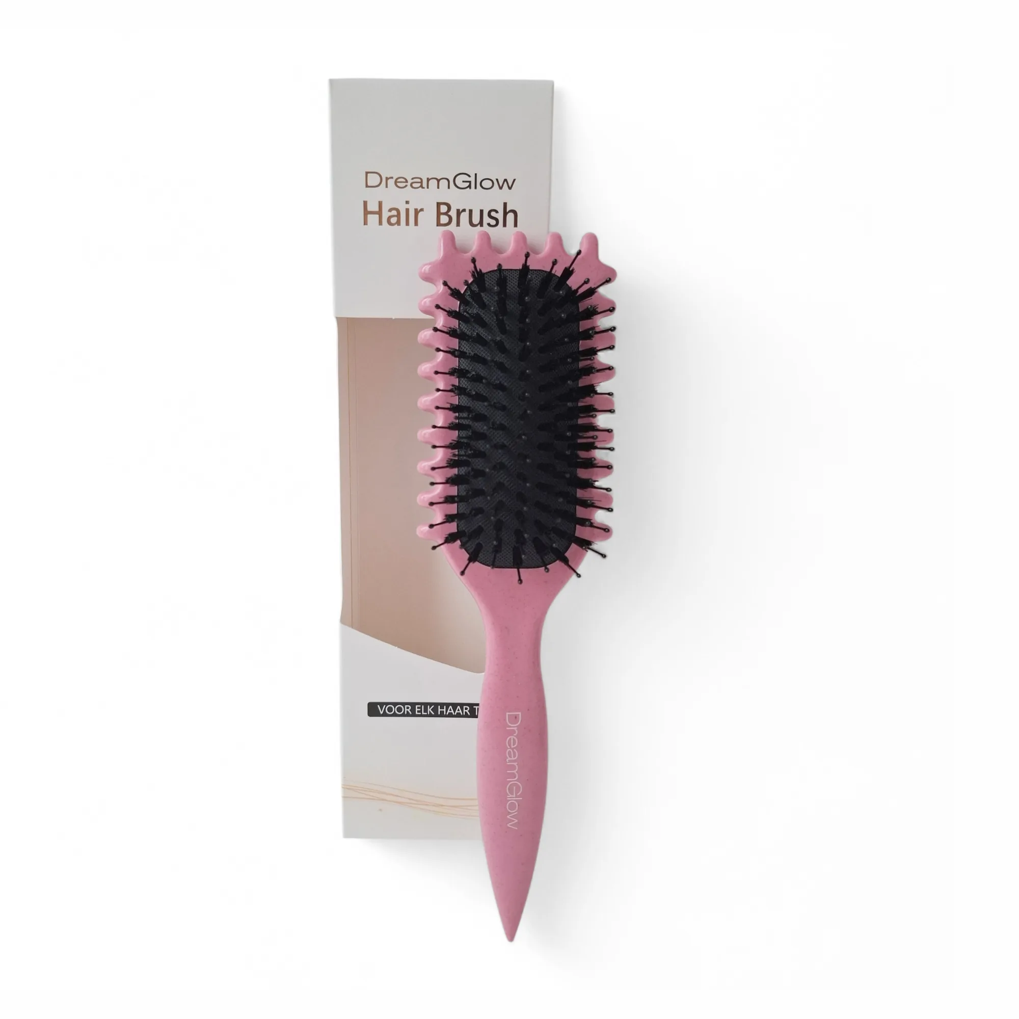 DreamGlow CurlFlex Krulborstel in roze detailopname van het materiaal