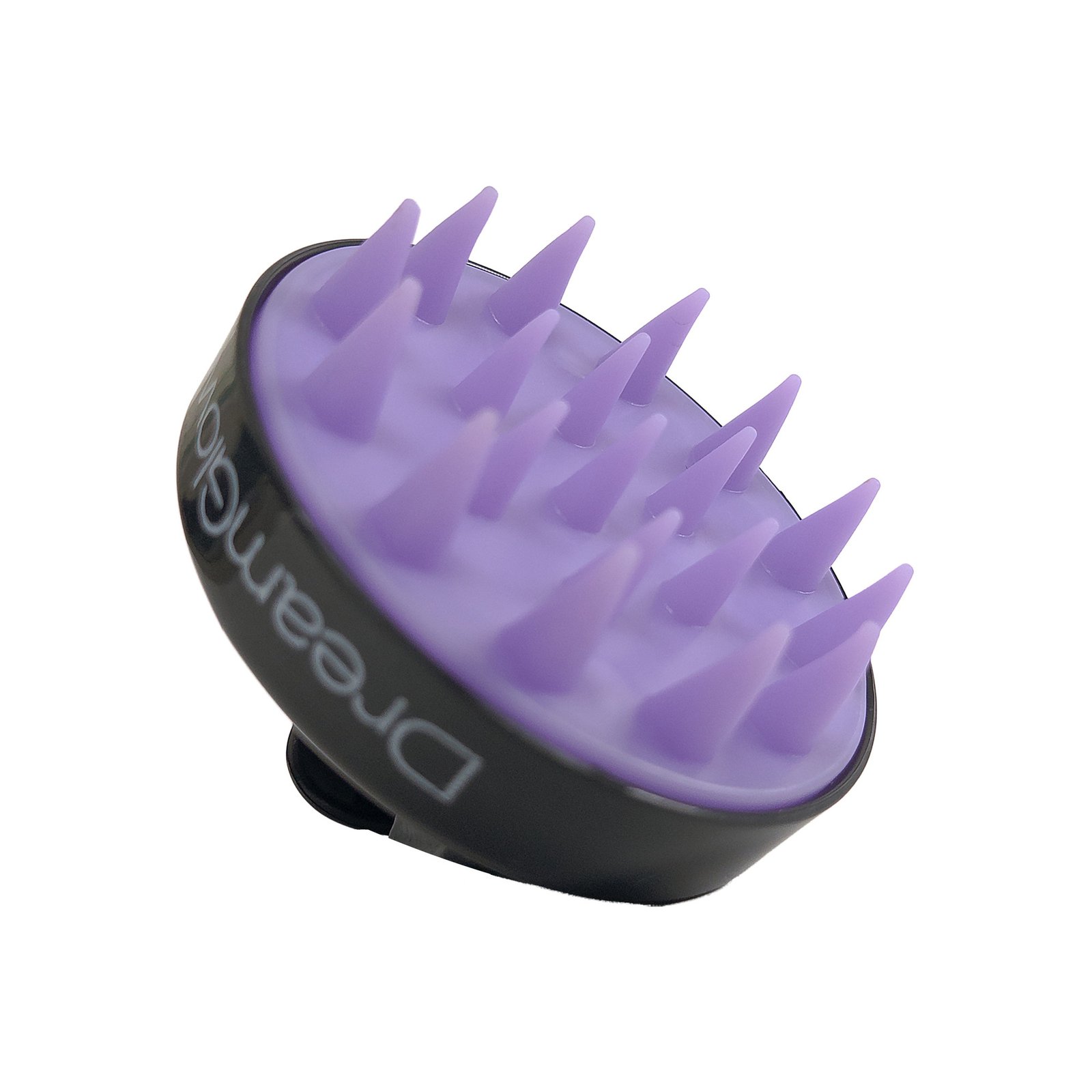 DreamGlow Shampooborstel klassiek Zwart/paars – noppen, schuin van voren
