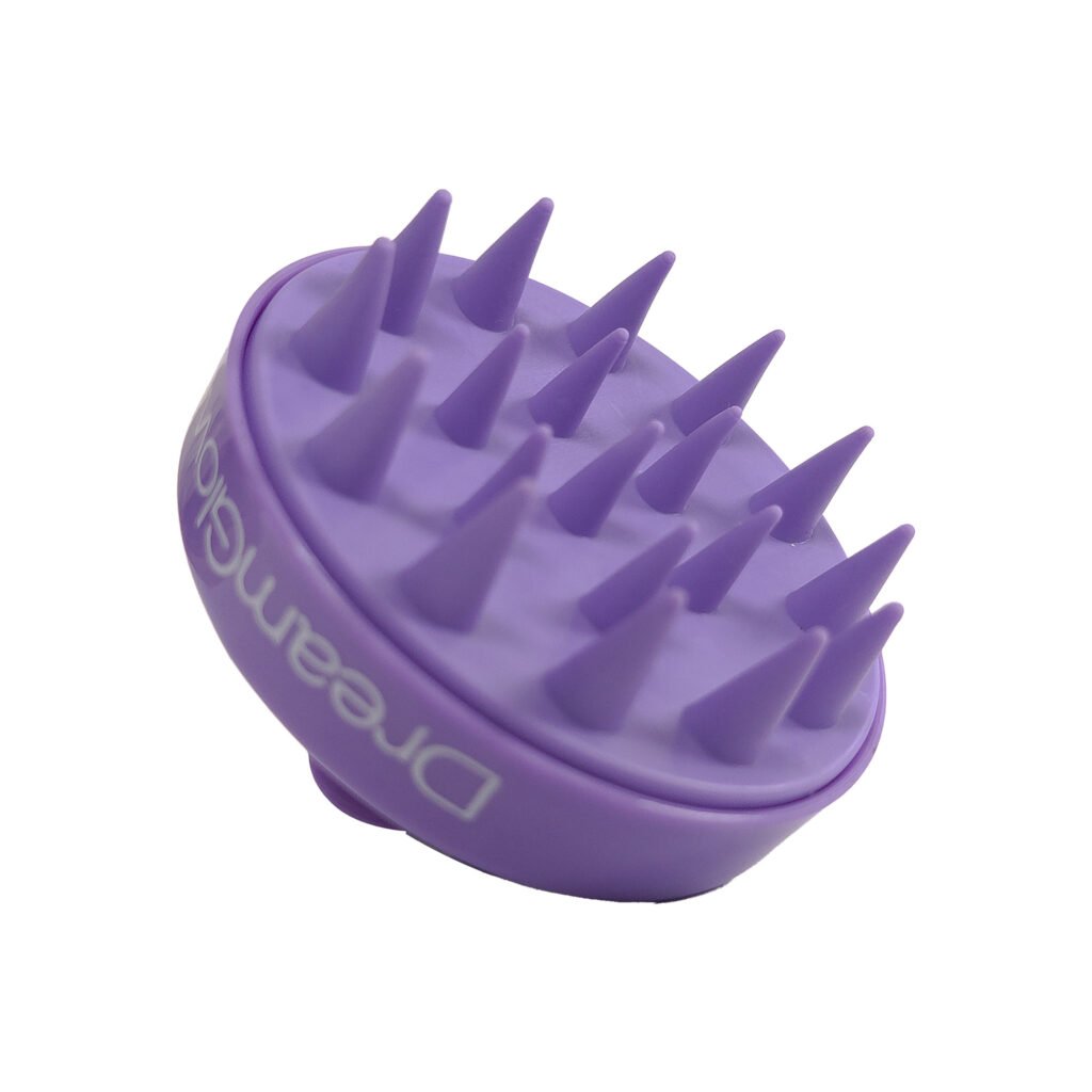 DreamGlow Shampooborstel klassiek Paars – noppen, schuin van voren