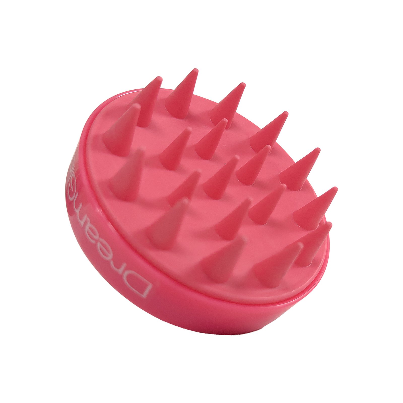 DreamGlow Shampooborstel klassiek Hot pink – noppen, schuin van voren