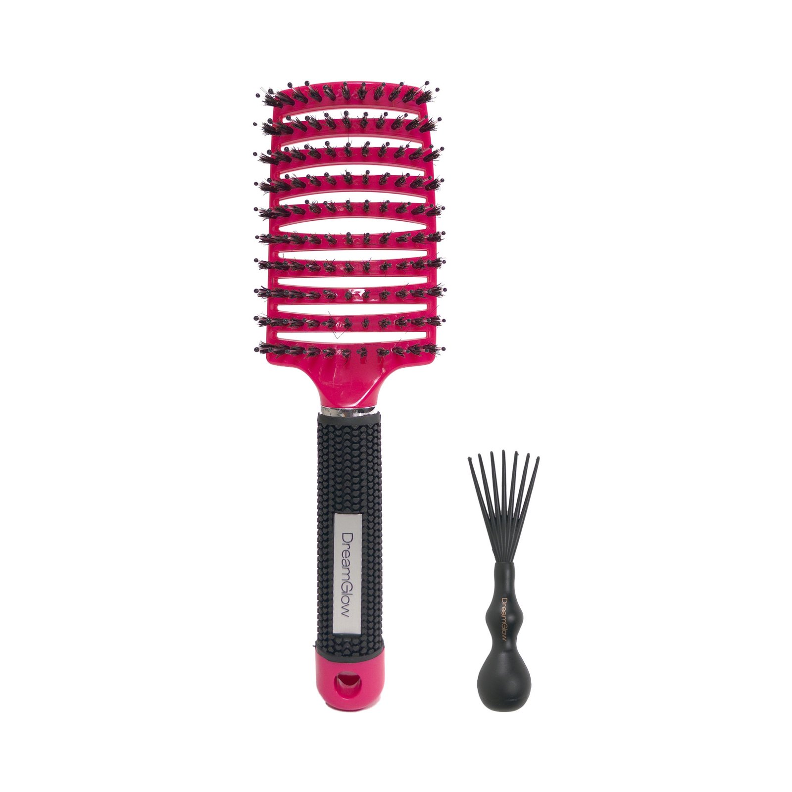 DreamGlow Anti-klit haarborstel met reinigingsborstel Fuchsia – borstel met reinigingsborstel