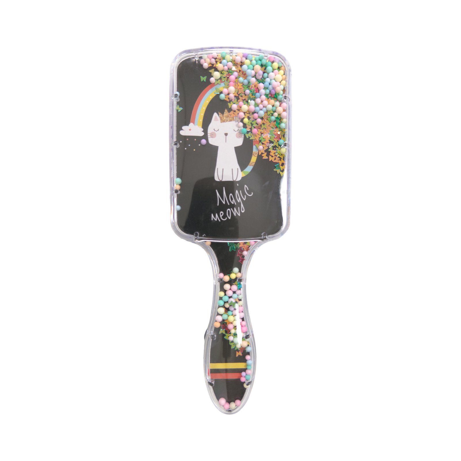 DreamGlow Kinderborstel met glitters Zwart/paars – pinzijde