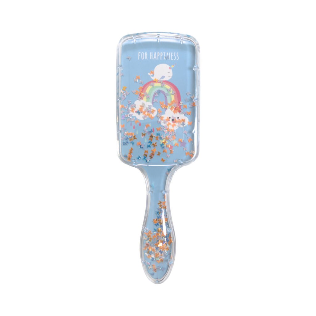 DreamGlow Kinderborstel met glitters Blauw – pinzijde