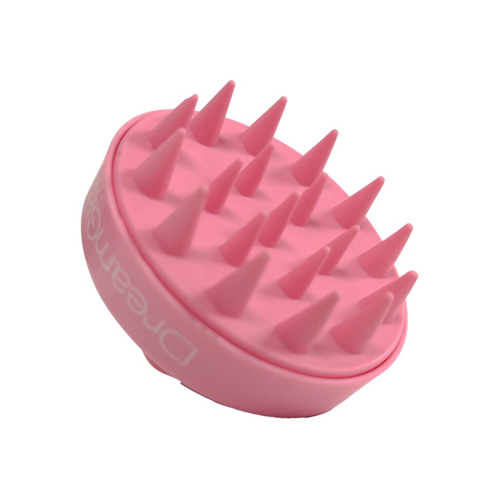 DreamGlow Shampooborstel klassiek Roze – noppen, schuin van voren