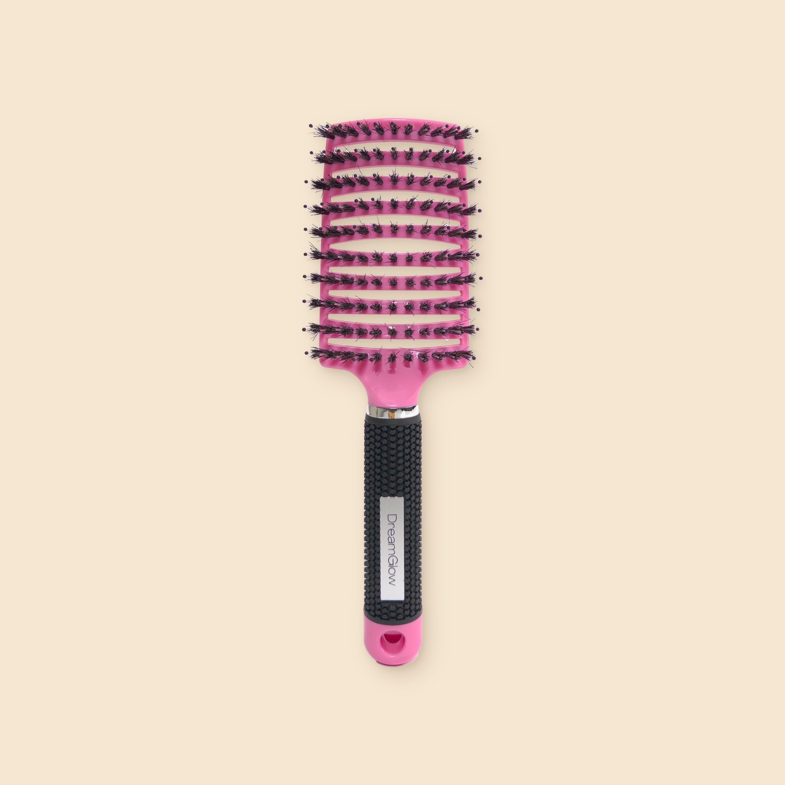 DreamGlow Anti-klit haarborstel Roze – voorkant met de borstelharen