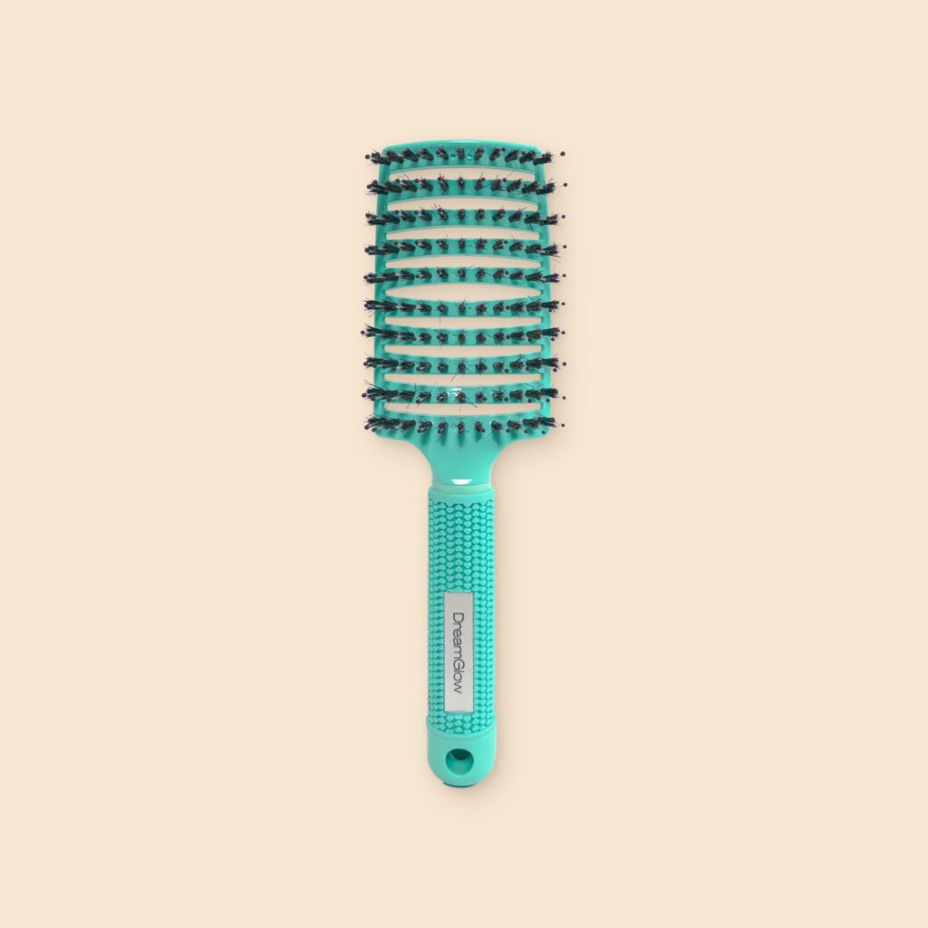 DreamGlow Anti-klit haarborstel Teal – voorkant met de borstelharen