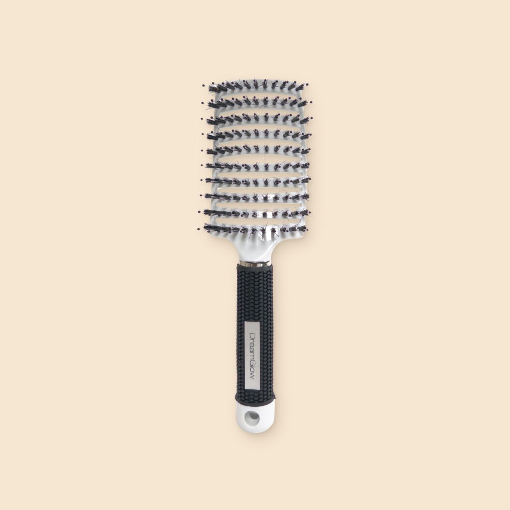 DreamGlow Anti-klit haarborstel Wit – voorkant met de borstelharen