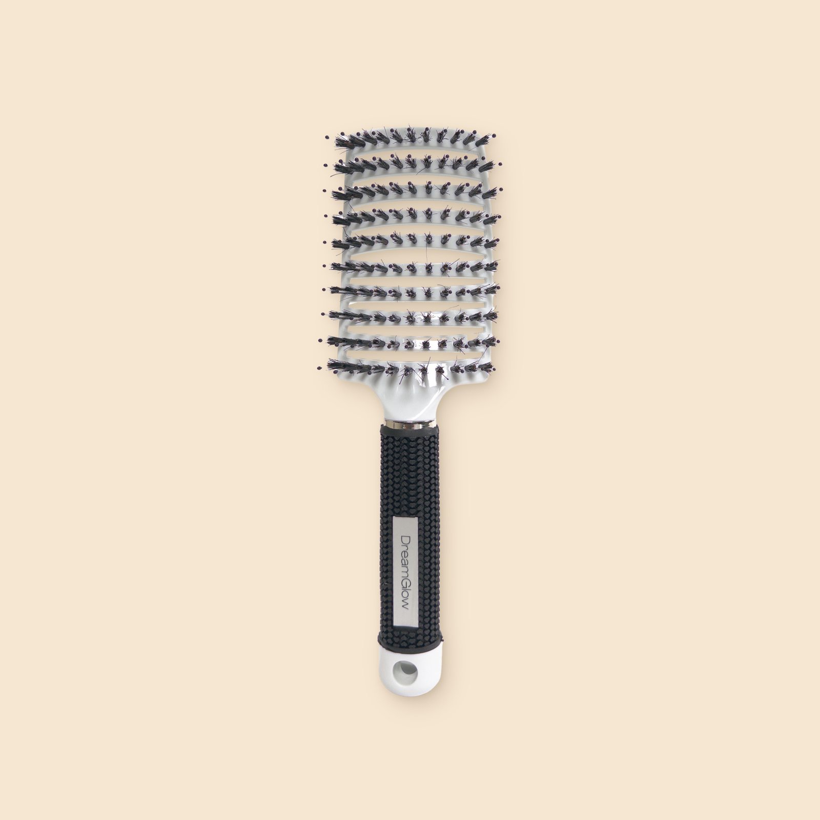 DreamGlow Anti-klit haarborstel Wit – voorkant met de borstelharen