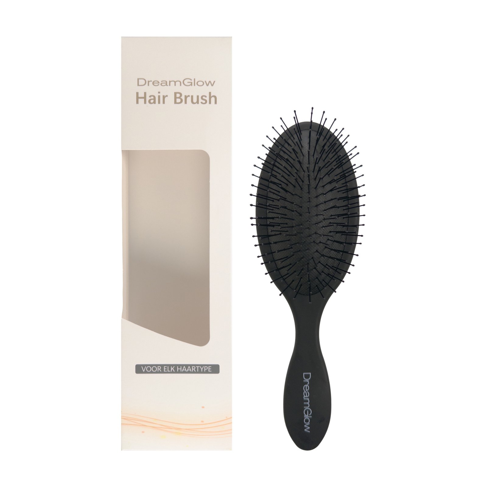 DreamGlow Classic Oval Detangler Brush Zwart – met verpakking