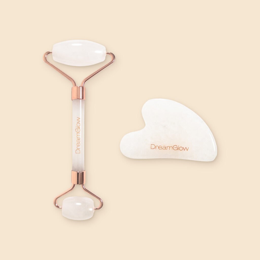 DreamGlow Gua sha en gezichtsroller Bergkristal – vooraanzicht