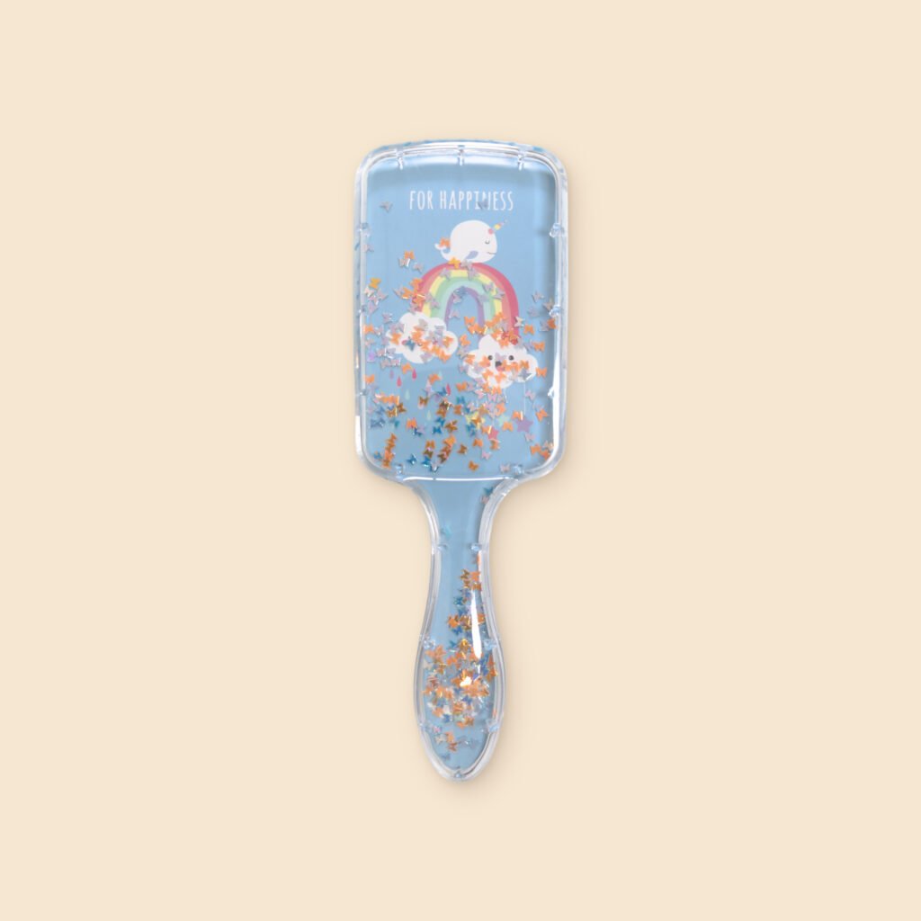 DreamGlow Kinderborstel met glitters Blauw – pinzijde