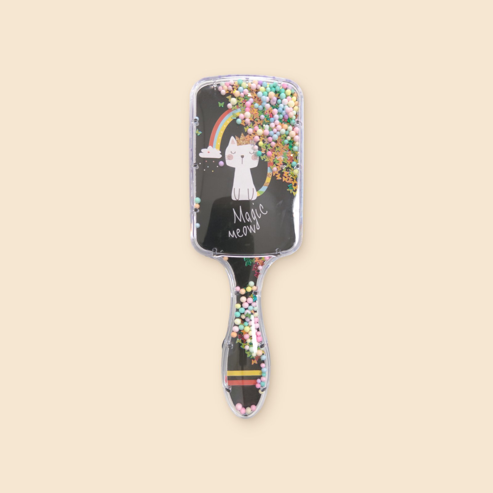 DreamGlow Kinderborstel met glitters Zwart/paars – pinzijde