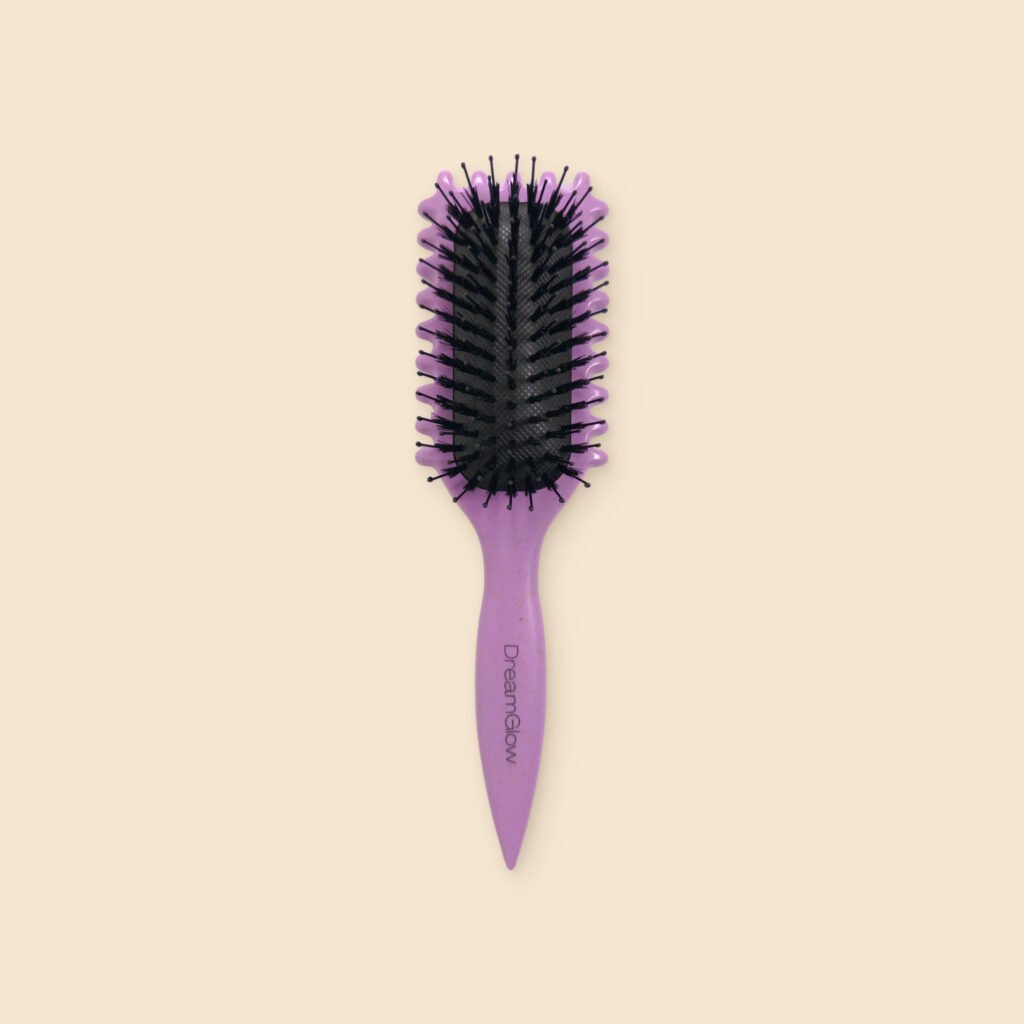 DreamGlow Krulborstel Paars – voorkant met de pinnen