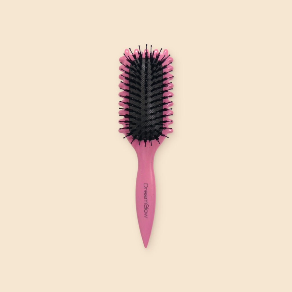 DreamGlow Krulborstel Roze – voorkant met de pinnen