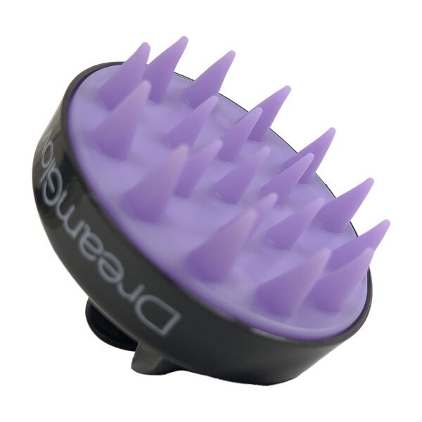 DreamGlow Scalp Massager Klassiek Zwart/paars – noppen, schuin van voren
