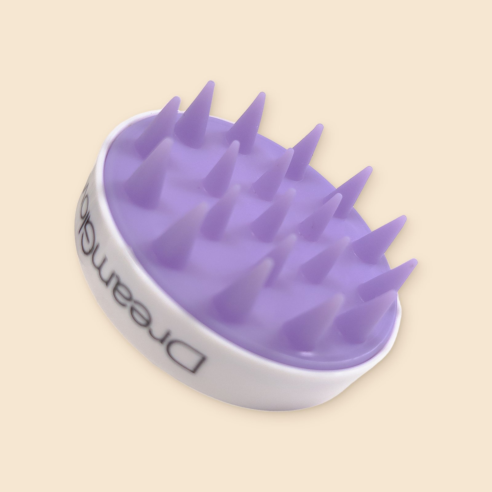 DreamGlow Shampooborstel klassiek Wit/paars – noppen, schuin van voren