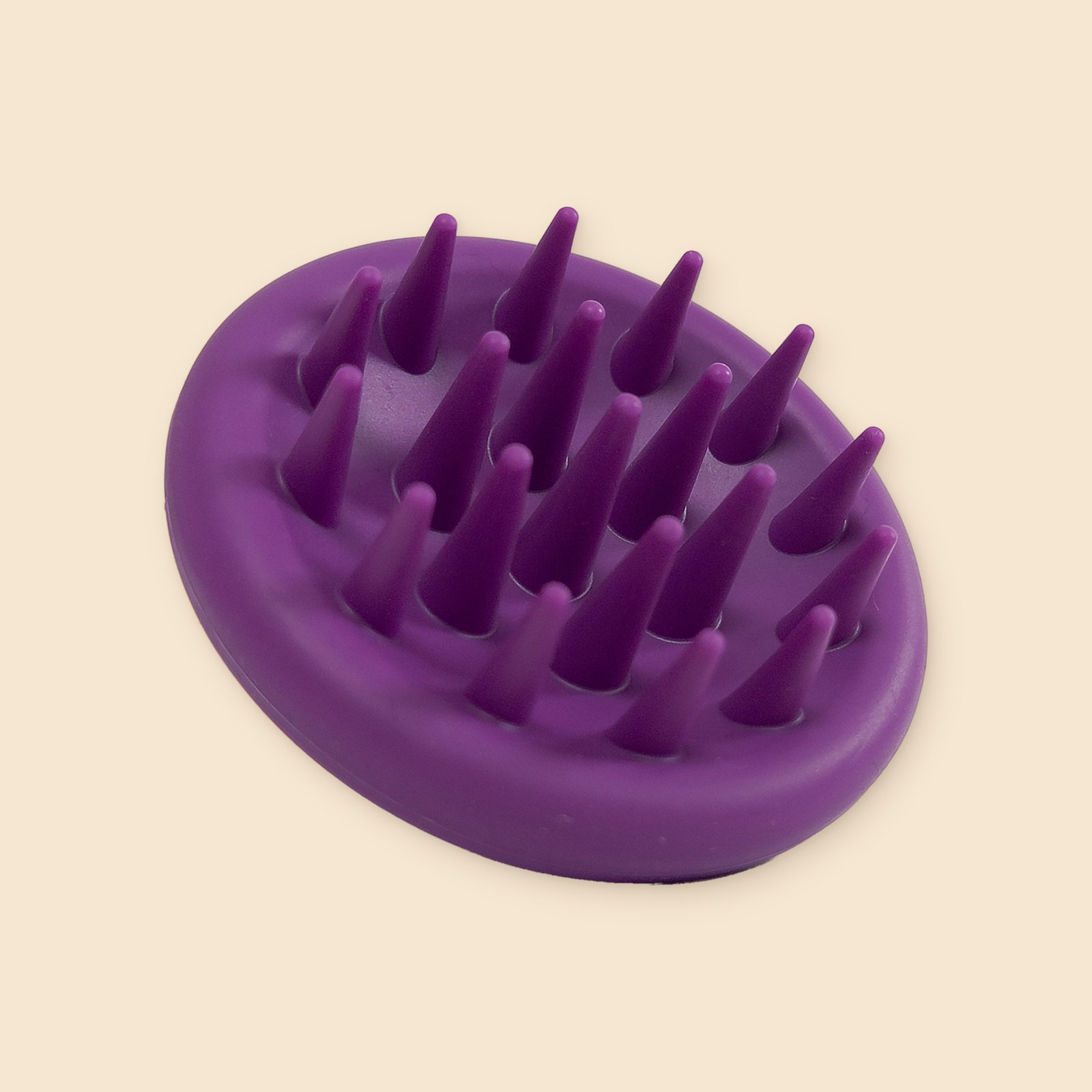 DreamGlow Shampooborstel siliconen Paars – noppen, schuin van voren
