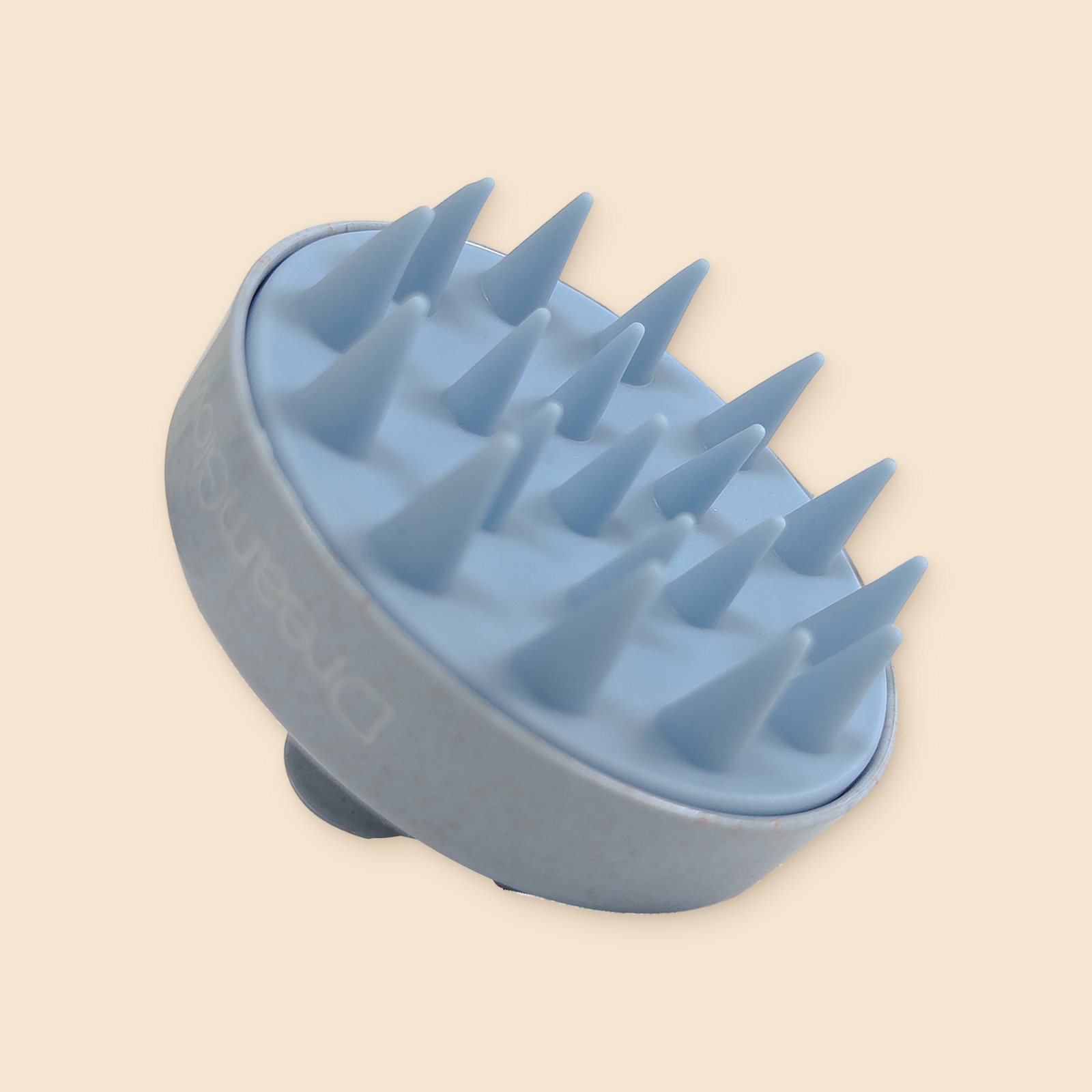 DreamGlow Shampooborstel tarwestro Blauw – noppen, schuin van voren